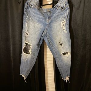 Torrid High Rise Distressed Light Blue Jeans